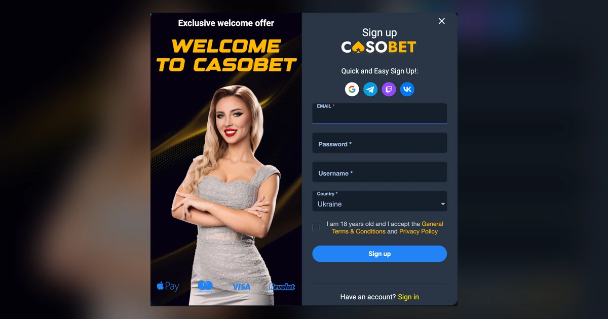 Inloggen bij casino Casobet